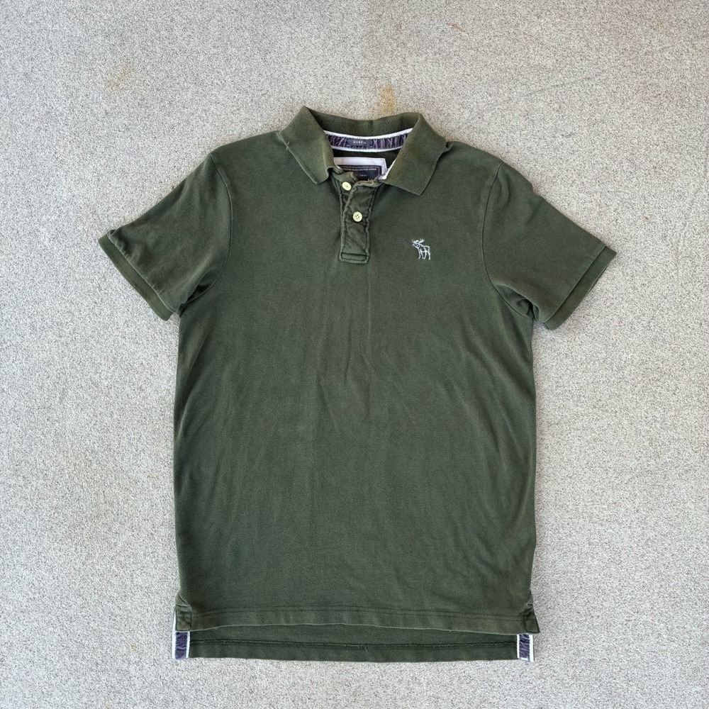 Abercrombie & Fitch Muscle Mens Medium Polo Shirt - Olive Green Piqué